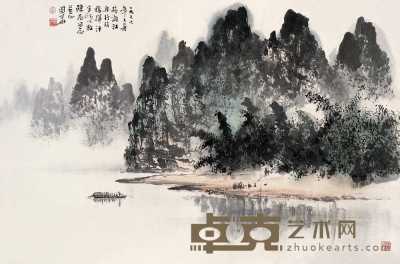 李国华 1977年作 漓江行舟 立轴 56×84.5cm